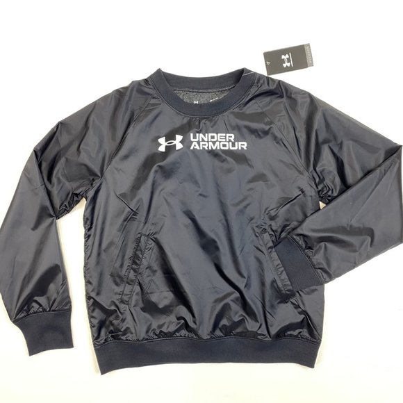 Under Armour Women's RUSH Woven Shine Crew Sweatshirt Small Black 1364012 Sample - Picture 8 of 8